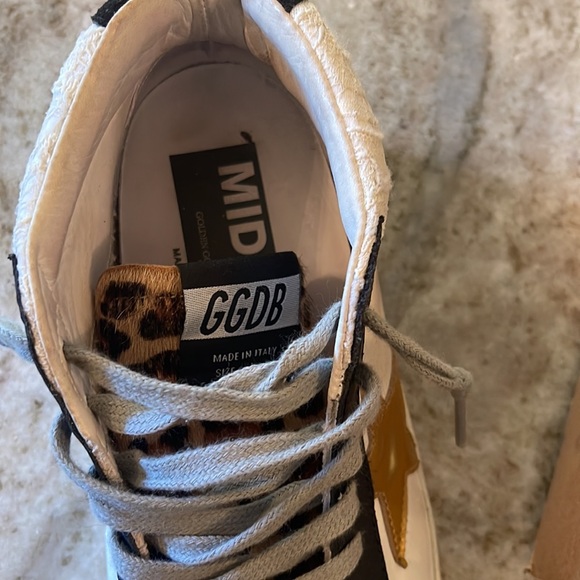 Golden Goose mid star, leather leopard sneaker w gold star, size 37, with box - Picture 7 of 16